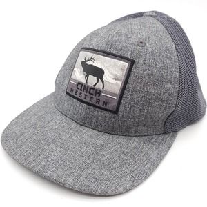 Cinch Western Snapback‎ Trucker Mesh Elk Patch Hat Adjustable Gray Baseball Cap